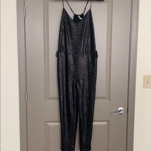 NWT Free People Sequin Jumpsuit with Side ties